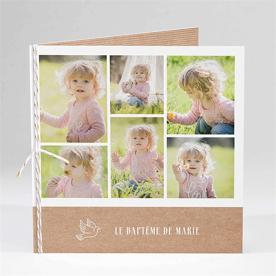 Faire-part de baptême pele mele photo original plié