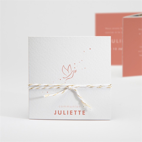 Faire-part communion Colombe dorée accordéon réf.N831141