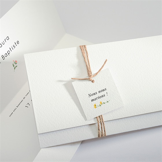 Faire-part mariage joie champetre pochette