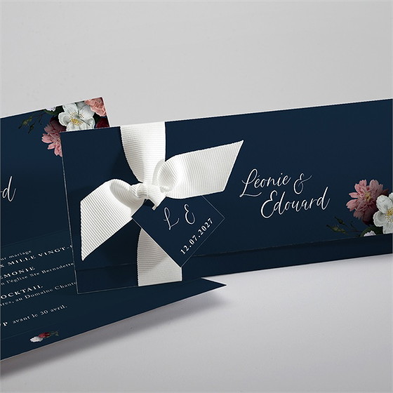 Faire-part mariage fleurs de nuit pochette