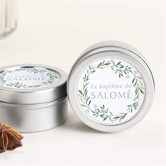 Bougie baptême Feuilles et Or - argent réf.N3601241