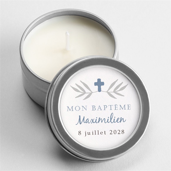 Bougie baptême Mosaïque de photos - Argent réf.N3601242