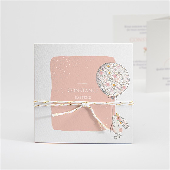 Faire-part de baptême petit lapin baptême accordéon