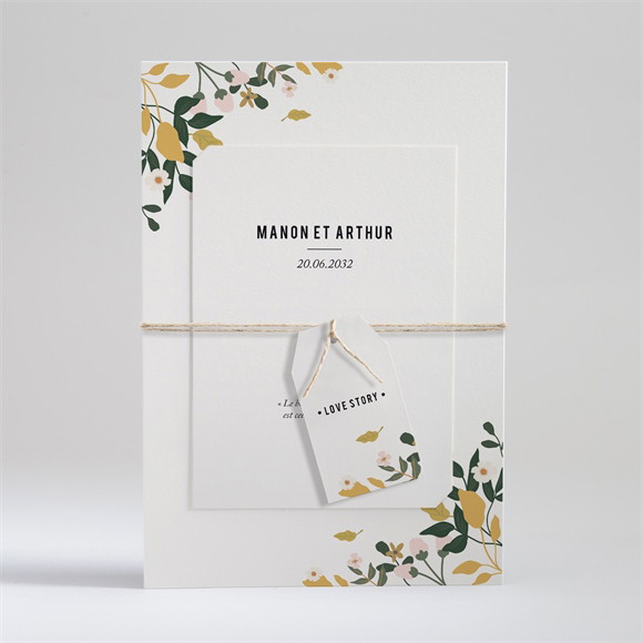 Faire-part mariage Vintage Champetre superposé réf.N99158