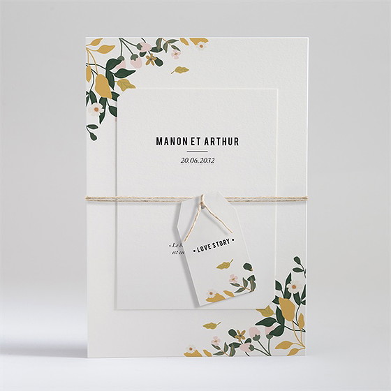 Faire-part mariage vintage champetre superposé