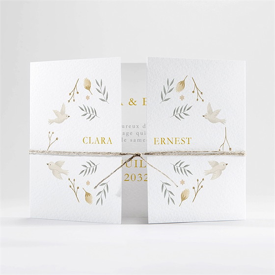 Faire-part mariage céleste 2 volets