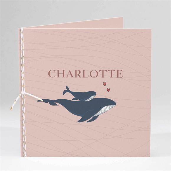 Faire-part naissance Jolie Baleine pliée réf.N451379