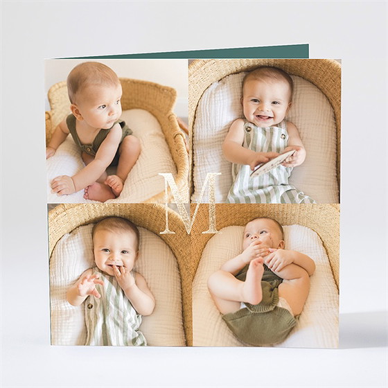 Faire-part naissance menthe dorure