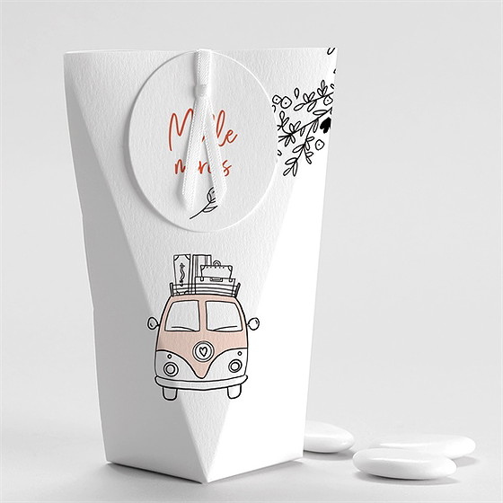 Boîte de dragées mariage douceur champetre étui