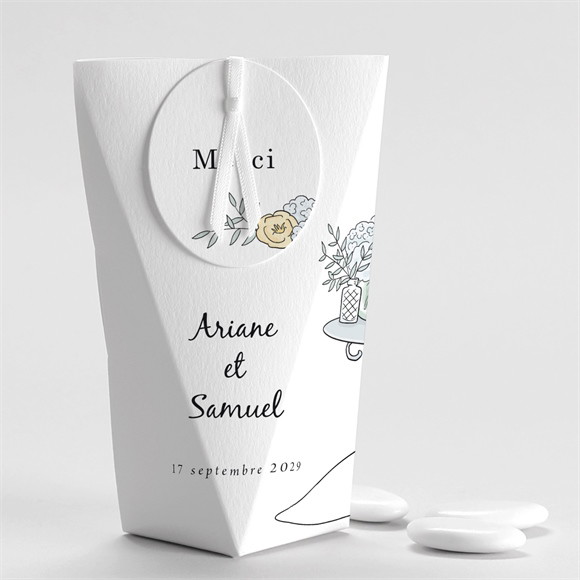 Boîte de dragées mariage Guinguette Étui réf.N520190