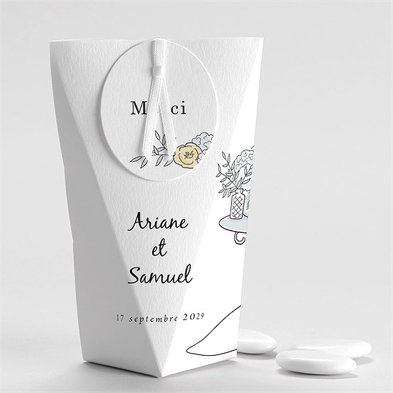 Boîte de dragées mariage guinguette étui