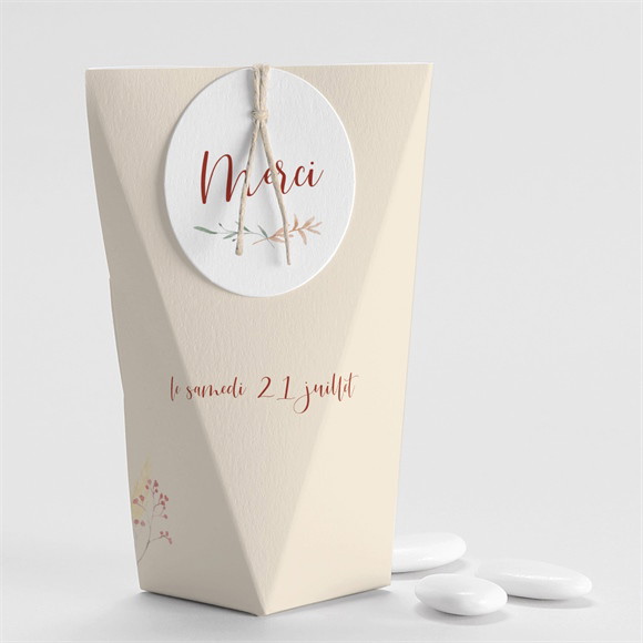 Boîte de dragées mariage Élégance Champêtre Étui réf.N520193