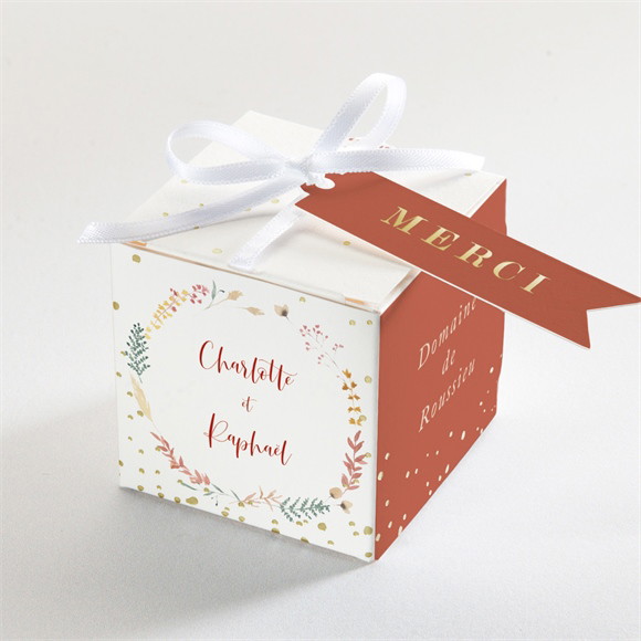 Boîte de dragées mariage Terre de Feu dorure réf.N340525