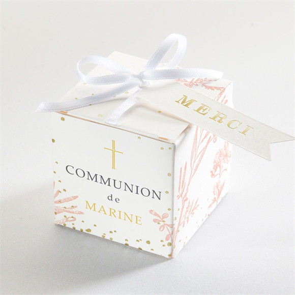 Boîte de dragées communion Gravures végétales Dorure réf.N340543