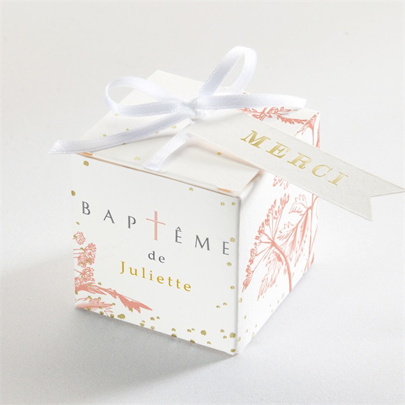 Boîte de dragées baptême Gravure gaufrée Dorure réf.N340554