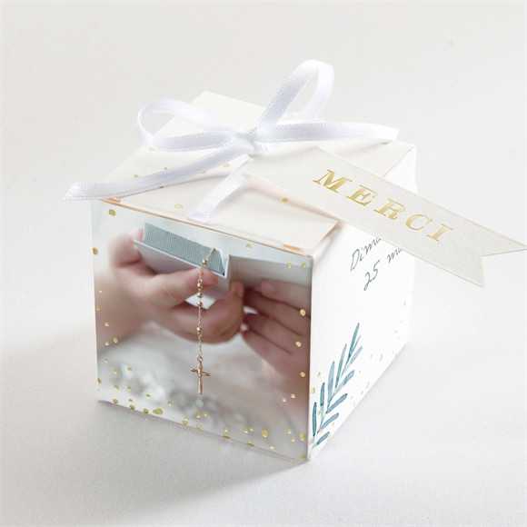 Boîte de dragées communion Aquarelle sacrée Dorure réf.N340557