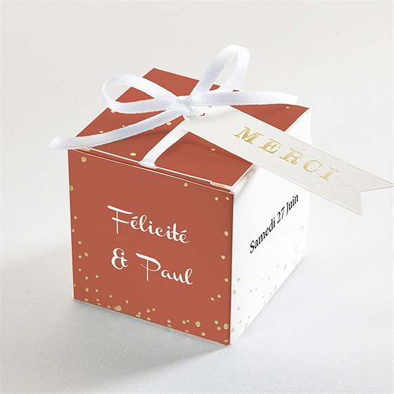 Boîte de dragées mariage fleurs d'automne dorure