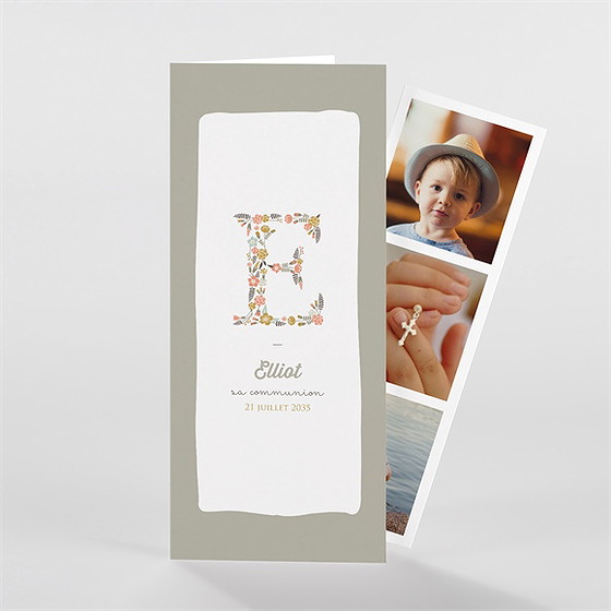 Faire-part communion signature florale photomaton
