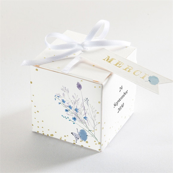 Boîte de dragées baptême Baptême champêtre Dorure réf.N340570