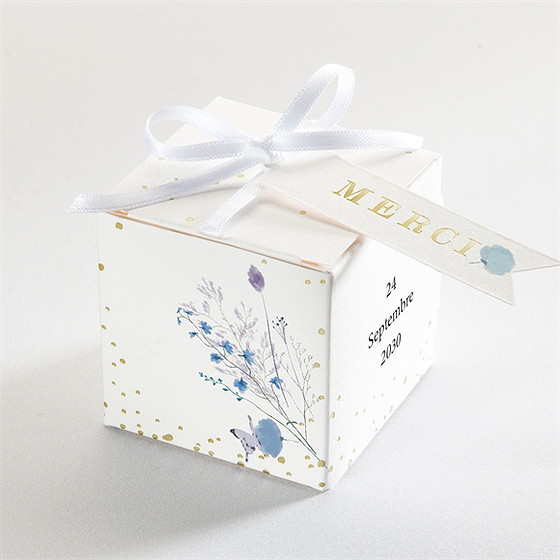 Boîte de dragées baptême baptême champêtre dorure