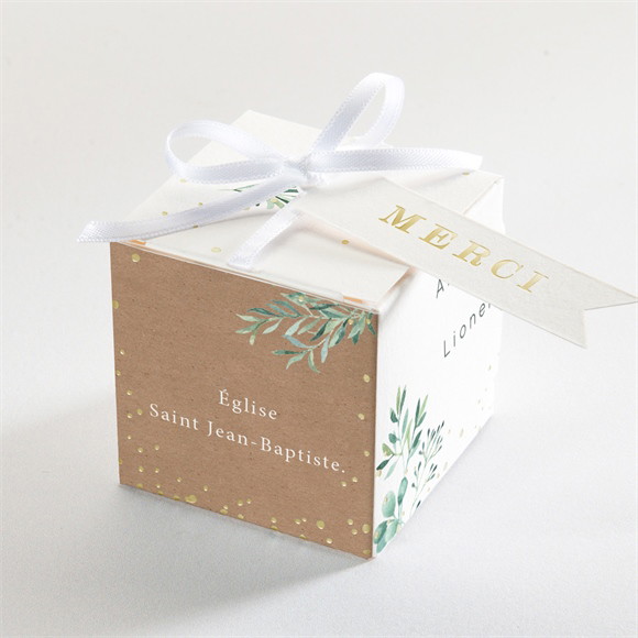 Boîte de dragées mariage Let our Love grow ! dorure réf.N340526