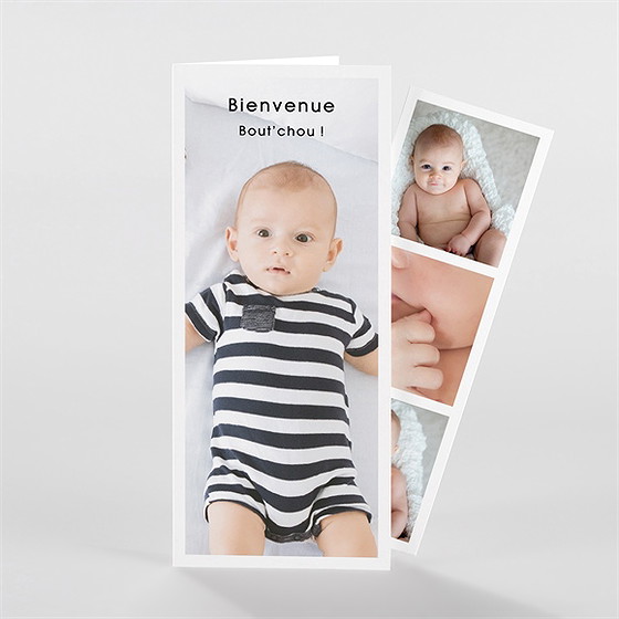 Faire-part naissance tendre bisou photomaton