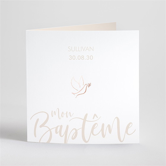 Faire-part de baptême lettre de cuivre dorure