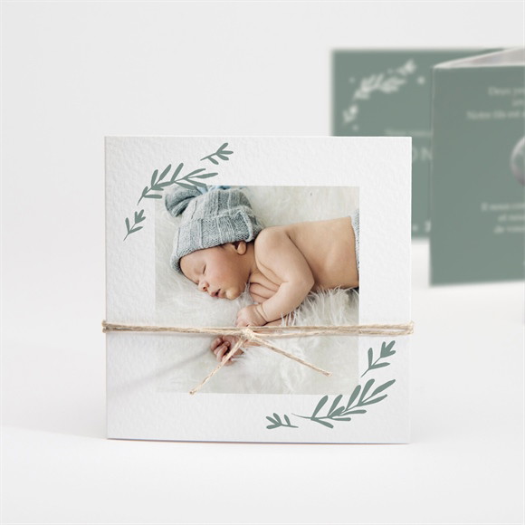 Faire-part naissance Végétal vert pastel accordéon réf.N831157