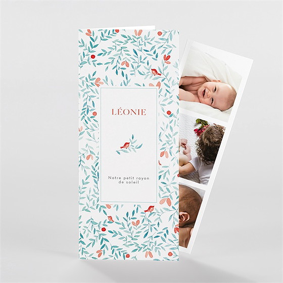 Faire-part naissance gentil coquelicot photomaton