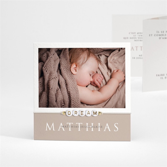 Faire-part naissance 3 délicates photos accordéon réf.N831159