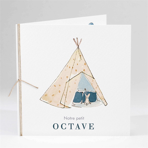 Faire-part naissance Petit Tipi carré plié réf.N451385