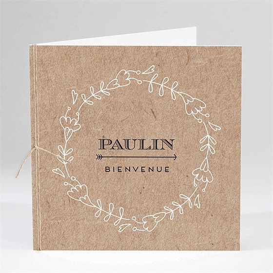 Faire-part naissance kraft & co carré plié