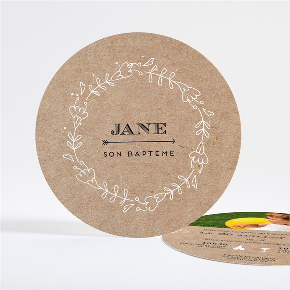 Faire-part de baptême Belle histoire sacrée Rond réf.N321205