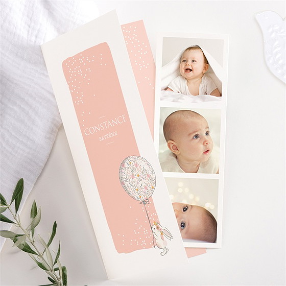 Faire-part de baptême lapin baptême photomaton