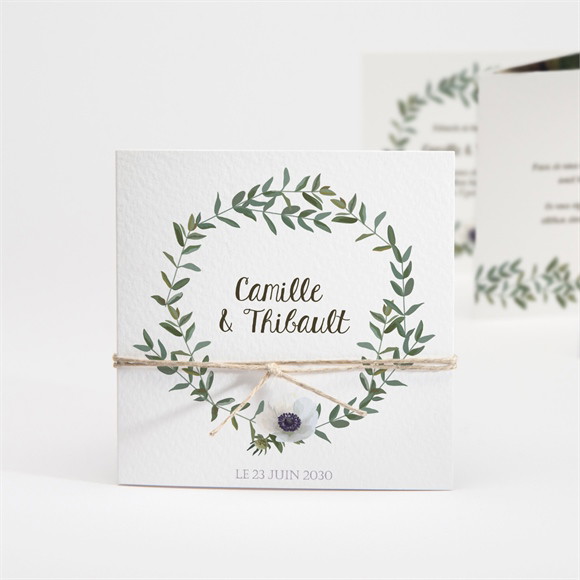Faire-part mariage Couronne d'olivier accordéon réf.N831125