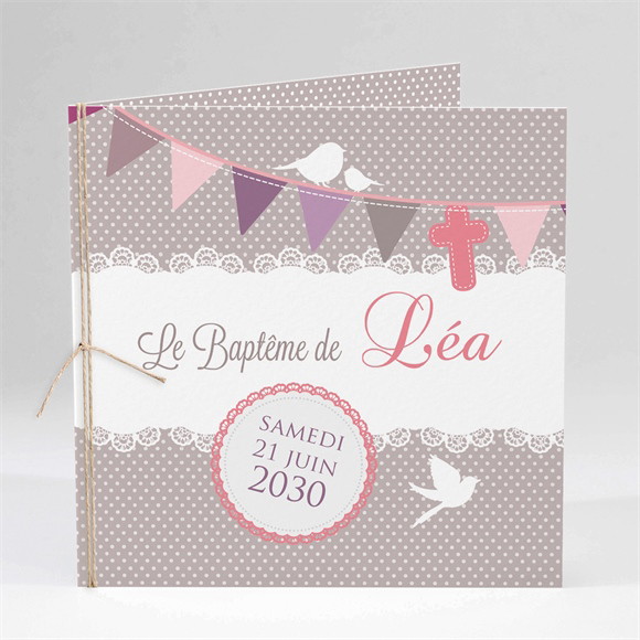 Faire-part de baptême Rondeur et douceur carré plié réf.N451389