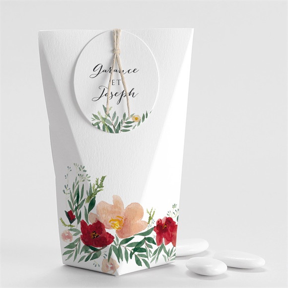 Boîte de dragées mariage Jolis coquelicots Étui réf.N520206