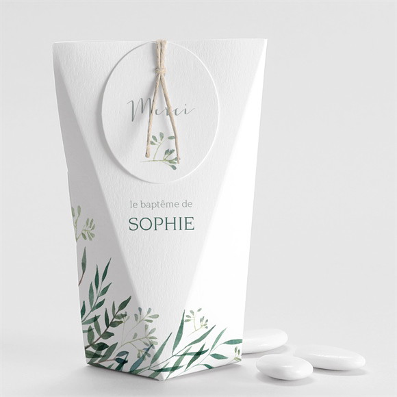 Boîte de dragées baptême Jolie annonce Champêtre Étui réf.N520207