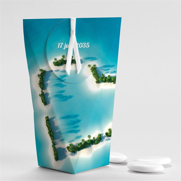 Boîte de dragées mariage Eaux turquoises Étui réf.N520212