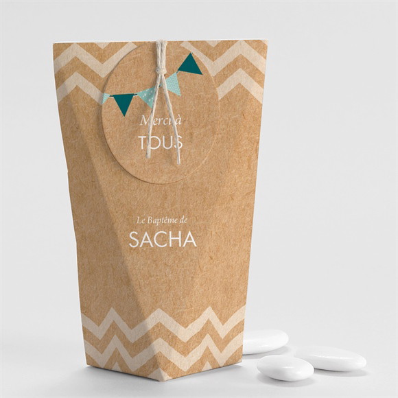 Boîte de dragées baptême Farandole de kraft Étui réf.N520208