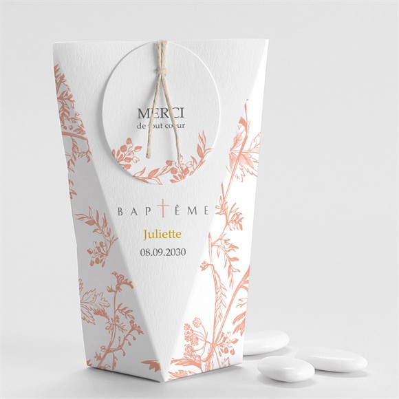 Boîte de dragées baptême Motif gravure Étui réf.N520215