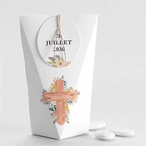 Boîte de dragées communion symboles et foi étui