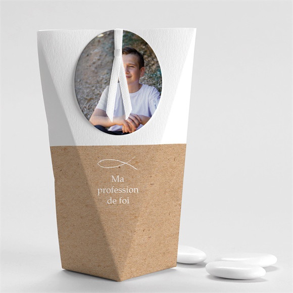 Boîte de dragées profession de foi Lumiere et Foi étui réf.N520232