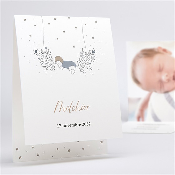 Faire-part naissance songe et douceur carte pliée