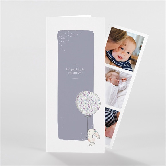 Faire-part naissance Mon petit lapin Photomaton réf.N981128