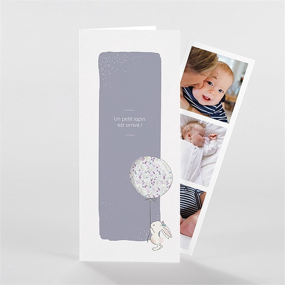 Faire-part naissance mon petit lapin photomaton