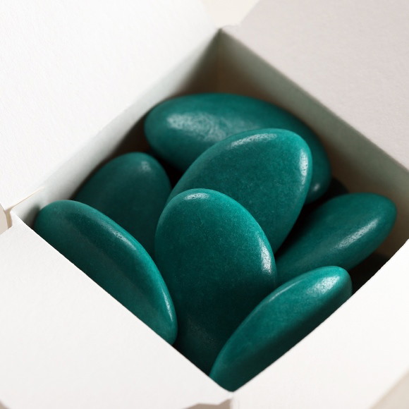 Dragées confirmation chocolat vert émeraude