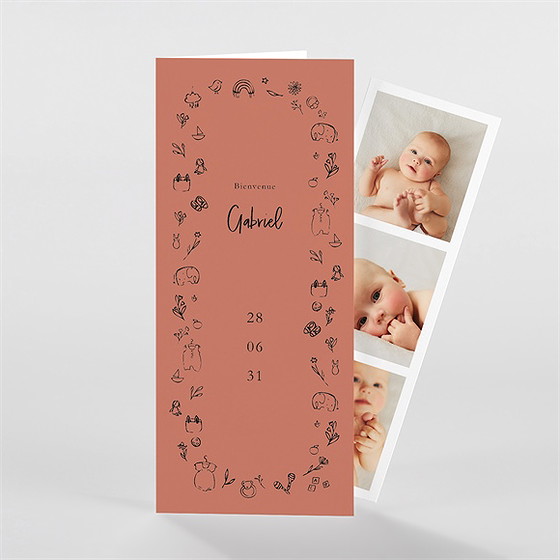 Faire-part naissance jolie farandole photomaton