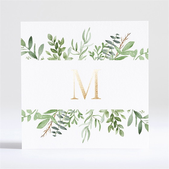 Faire-part communion illustration végétale dorure