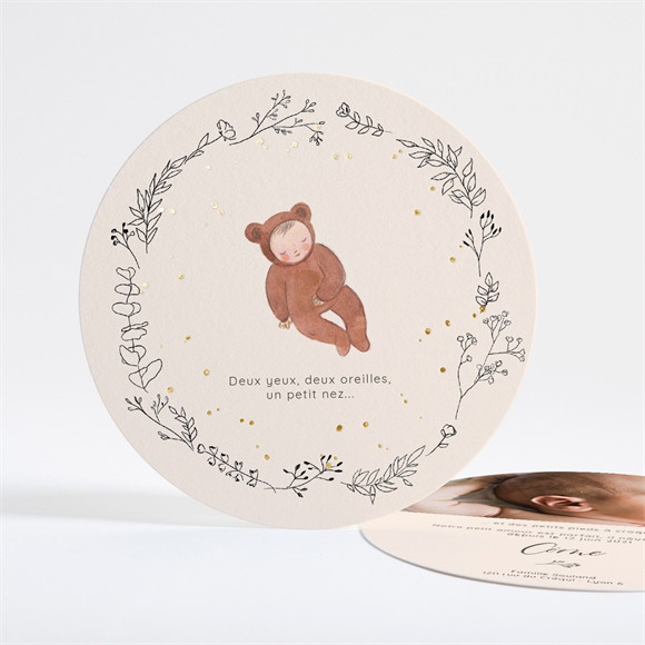 Faire-part naissance Mon Petit Nounours Dorure réf.N321221